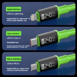 3 in 1 240W Fast Charging Cable Suitable For Micro USB Type C Charging Cable Multiple USB Ports Suitable For iPhone Huawei