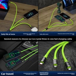 3 in 1 240W Fast Charging Cable Suitable For Micro USB Type C Charging Cable Multiple USB Ports Suitable For iPhone Huawei
