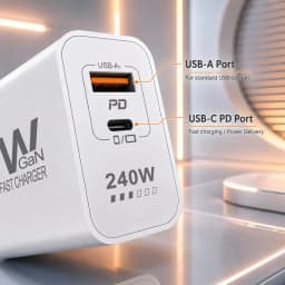 Lenovo 240W GaN PD USB C Charger For iPhone 17 16 15 14 13 Pro Max Phone QC 3.0 PD 3.0 USB Type C Fast Charging for Xiaomi iPad