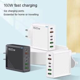Black 160W 6 Port Fast Wall Charger UK Plug 3PD 3USB QC3.0 Multi Port Travel Charge For iphone samsung Tablet Laptop Smartphones