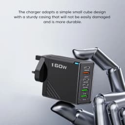 Black 160W 6 Port Fast Wall Charger UK Plug 3PD 3USB QC3.0 Multi Port Travel Charge For iphone samsung Tablet Laptop Smartphones