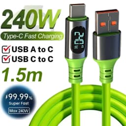 PD 240W 6A Super Fast Charging Type C Cables Digital Display High-speed Data Transfer Cord USB Type-c To C Wire for iPhone 17Pro