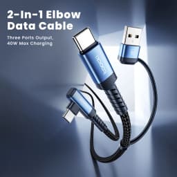 Toocki 2-in-1 Elbow USB C Cable, 2m PD 60W USB C to USB C 3A Fast Charging Cable for iPhone Samsung Xiaomi Huawei Data Wire