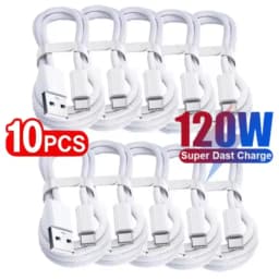 10PCS USB A Cable to USB C 120W Fast Charging Charger Cable Supports Fast Charging For iPhone 17 16 15 Samsung Huawei Xiaomi Etc