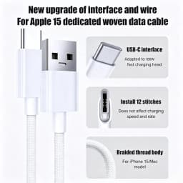 10PCS USB A Cable to USB C 120W Fast Charging Charger Cable Supports Fast Charging For iPhone 17 16 15 Samsung Huawei Xiaomi Etc
