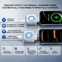 KEBIDUMEI 140W Full Charge Auto Separator Phone Charge Separator Digital Display TypeC Fast Charging Cable Overcharge Protection