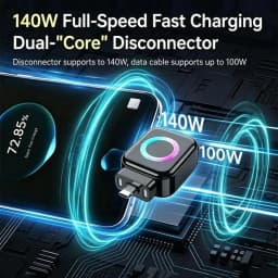 KEBIDUMEI 140W Full Charge Auto Separator Phone Charge Separator Digital Display TypeC Fast Charging Cable Overcharge Protection