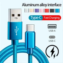 USB Type C Fast Charging Cable For Samsung Xiaomi Redmi POCO Honor Nylon Braided Quick Charge Cables For iPhone 15 16 17 Pro Max