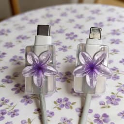 Korean Cute 3D Colorful Floral Charging Cable Protector, Anti-Break Data Cord Winder Organizer Cover Accessories