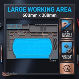 Heat Resistant Solder Mat Insulation Phone Repair Mat Screw Silicone Table Mat Set for Work Desk Maintenance Size 600MM*328MM