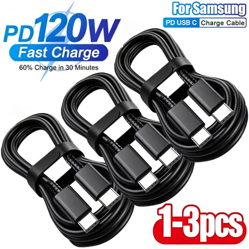 3Pcs PD 120W USB Type C to C Fast Charge Cable for Samsung Galaxy S22 S23 S24 S25 Plus Note Ultra A53 A54 Charging Data Cable