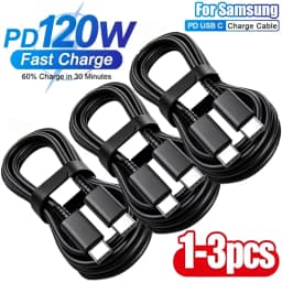 3Pcs PD 120W USB Type C to C Fast Charge Cable for Samsung Galaxy S22 S23 S24 S25 Plus Note Ultra A53 A54 Charging Data Cable