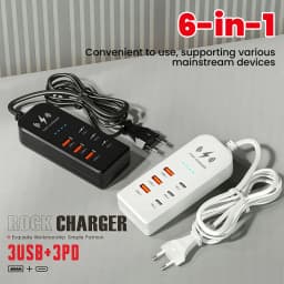 3USB 3Type C Charger Power Strip Universal Fast Charging EU/US Plug Phone Charger Adapter Electric Socket Extension Cable Socket