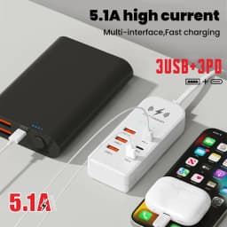 3USB 3Type C Charger Power Strip Universal Fast Charging EU/US Plug Phone Charger Adapter Electric Socket Extension Cable Socket