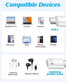 Lightning Female To Type C Audio Headphones Adapter Cable for IPhone 17 16 15 Pro Max IPad MacBook IOS OTG USB C USBC Converter