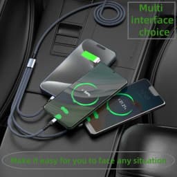 3 In 1 USB Fast Charging Cable 1.2M/2M Type C Micro IOS Multi Charger Cable for Huawei Samsung Nylon Braided Cord