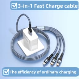 3 In 1 USB Fast Charging Cable 1.2M/2M Type C Micro IOS Multi Charger Cable for Huawei Samsung Nylon Braided Cord