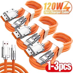 1-3PCS 120W 6A USB Type C Cable Super Fast Charging Liquid Silicone Aluminum Alloy Data Cord for Samsung Xiaomi Huawei