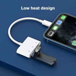 Lightning to USB Camera Adapter with Charging Port Portable for iPhone 17 16 15 Pro iPad to Card Reader USB Flash Drive