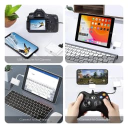 Lightning to USB Camera Adapter with Charging Port Portable for iPhone 17 16 15 Pro iPad to Card Reader USB Flash Drive