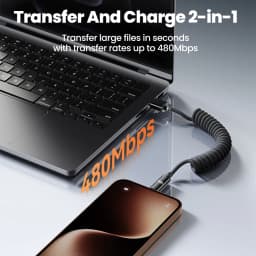 NNBILI 120W Fast Charging Type-C Cables A-C and C-C Retractable Coiled Charger Wire Sturdy Nylon Braided Cord for IPhone Samsun