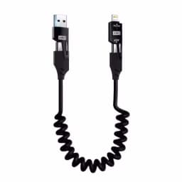4 in 1 65W Spring Short Data Cable 6A USB Type C Spring Telescopic Quick Charger Wire Spring USB Cable for iPhone 15 14 13 12