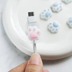 2pcs Cat Paw Shaped Cable Protection Clips, Suitable for Iphone Accessory Data Cables, Type-C Cable Protectors