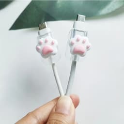 2pcs Cat Paw Shaped Cable Protection Clips, Suitable for Iphone Accessory Data Cables, Type-C Cable Protectors
