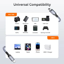 SUNKANDI Mini USB to USB C Cable, Mini USB to Type C for Digital Camera MP3 Player GPS Receiver and More Mini B Devices