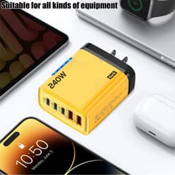 240w Gan Fast Charger With Led Light 2usb+3type-C 5 In 1 Multi Port Phone Charger For Iphone15-17Series Samsung Huawei Xiaomi 15