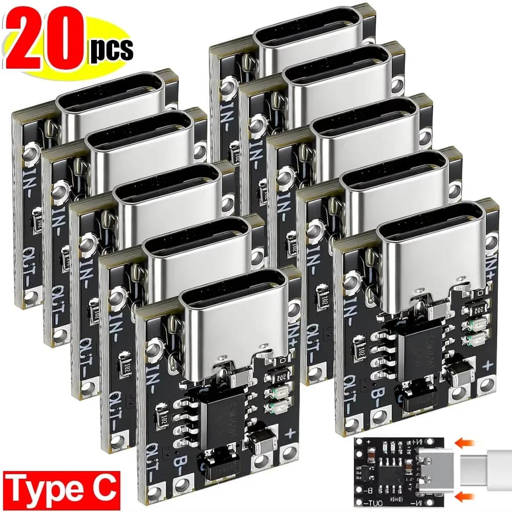 Universal USB Type C Charging Board 3.7V Lithium Battery Charger Board Over Module with Protection Circuit Connectors