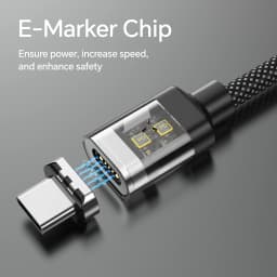 Magnetic USB C Charging Cable 1.2M 100W Type C to Type C Cables Nylon Braided Data Transfer Fast Charging Cord