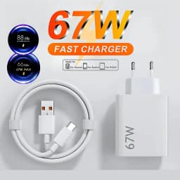 67W 6A Turbo EU Fast Charger For Xiaomi 11 12 13 14 15 17 Pro Max Redmi Note 11T 12T 13 POCO X6 Type C USB Quick Charging Cable
