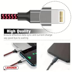 LAIHONEN USB Cable For iPhone 5 6 7 8 Plus X XS XR 11 12 13 14 Pro Max SE 1m 2m 3m Long Short iOS Data Charger Cord Fast Charge