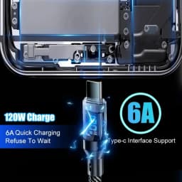 NNBILI 1-3pcs 120W Type C to Type C Cable Phone Super Fast Charging Cable With LED Display Data Cord For iphone 15 16 17 Huawei