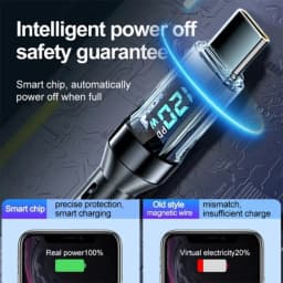 NNBILI 1-3pcs 120W Type C to Type C Cable Phone Super Fast Charging Cable With LED Display Data Cord For iphone 15 16 17 Huawei