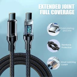 NNBILI 1-3pcs 120W Type C to Type C Cable Phone Super Fast Charging Cable With LED Display Data Cord For iphone 15 16 17 Huawei