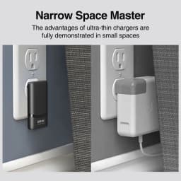 65W GaN 2-port Flat USB-C Wall Charger With USB C Fast Charging Ultra-thin Foldable Plug Suitable For iPhone Xiaomi Samsung