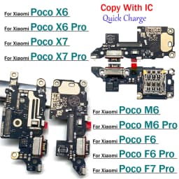 New USB Port Charger Dock Plug Connector Charging Board Microphone Flex Cable For Xiaomi Poco X6 X7 M6 F6 F7 Pro 4G 5G