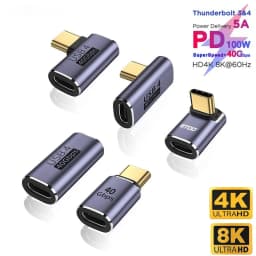 USB C Converter Thunderbolt Type C Adapter USB 4.0 Female to Male Right Angle Elbow USBC Earphone Audio Data Charge Extender
