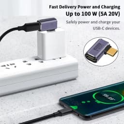 USB C Converter Thunderbolt Type C Adapter USB 4.0 Female to Male Right Angle Elbow USBC Earphone Audio Data Charge Extender