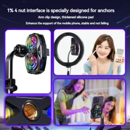 K32 Clip-on Semiconductor Phone Cooler with Digital Display Smart Thermo Dual-core RGB Lights Universal for SmartPhones