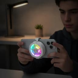 Clip On Phone Cooler Fan Low Noise RGB Light USB Powered Fast Phone Radiator for Outdoor Vlogging Gaming