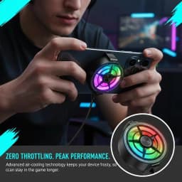 Clip On Phone Cooler Fan Low Noise RGB Light USB Powered Fast Phone Radiator for Outdoor Vlogging Gaming