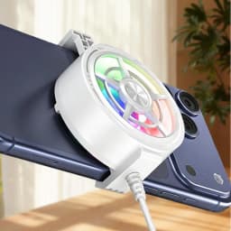 Clip On Phone Cooler Fan Low Noise RGB Light USB Powered Fast Phone Radiator for Outdoor Vlogging Gaming
