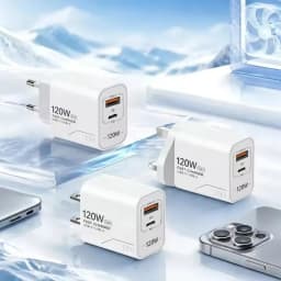 120W Fast Charging Charger 2-Port Wall Adapter US/EU Plug Phone GaN Charger Type C Charging Cable For iPhone Samsung Xiaomi