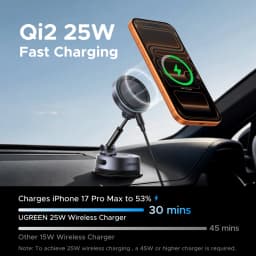 UGREEN Qi2.2 25W Wireless Car Charger Nano-Gel Grip Vacuum Suction Mount Magnetic Phone Holder Fast Charging for iphone 17 16