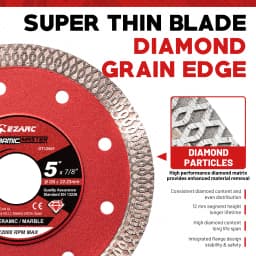 EZARC 5''/4.5'' Super Thin Diamond Blade 2Pcs for Porcelain/Ceramic/Granite/Marble, Smooth Cutting Wheel Disc for Angle Grinder