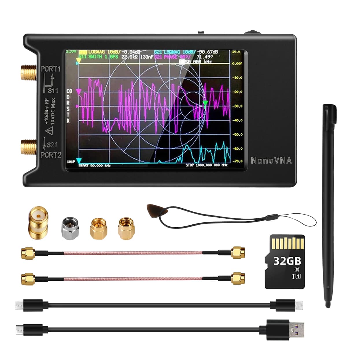 Spectrum Anslyzer NanoVNA-H4 2.8/4" Vector Network Antenna Analyzer 10KHz-1.5GHz MF HF VHF UHF Antenna Tuner Nano VNA NanoVNA-H