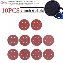9inch Sandpaper 225mm 6 Hole Sanding Paper 40-2000grit Electric Wall Polisher Furniture Wood Products Grinding Polishing Metal